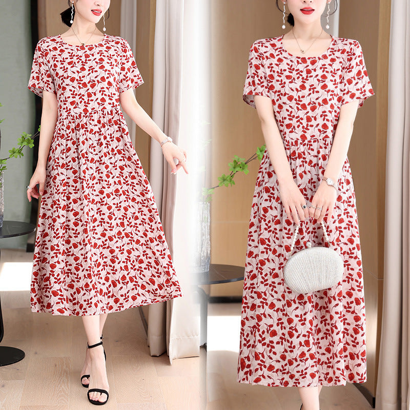 Buy Center Hot Pick-Casual Extra Large Size Cotton Silk Mother Loose Dress Women