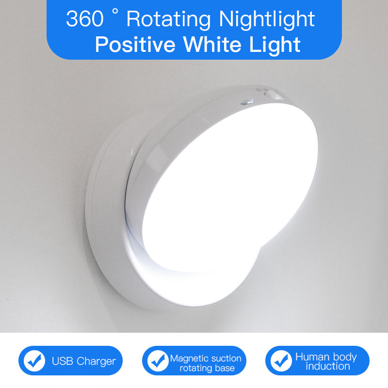 Rotating Human Body Sensor Light Corridor Garage Light Wardrobe Light Motion Sensor Night Light White