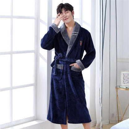 Winter Flannel Lovers Robe Gown Elegant Solid Casual Sleepwe Buy Center