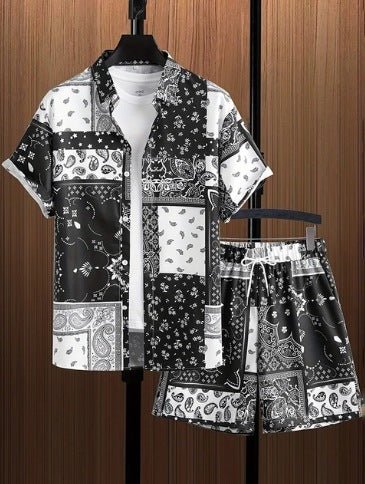 Printed Casual Men's Shirt And Shorts Two-piece Set Buy Center