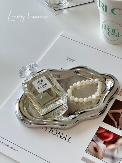 Just Arrived at Buy Center: Single-Layer Light Luxury Cloud Ceramic Jewelry Storage Tray