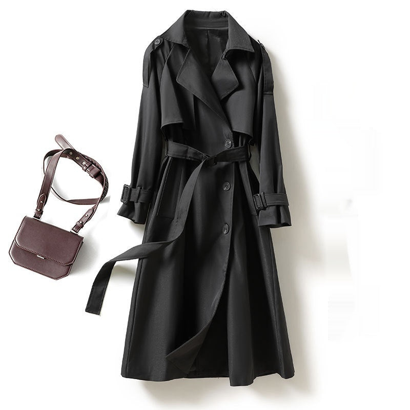 Women's Mid-length Trench Coat Lady Temperamental Overcoat Buy Center