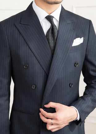 Homemade Six Button A Stripe Slim Fit Casual Retro Suit