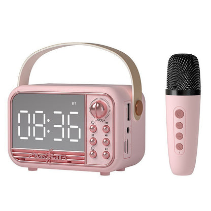 Fresh Arrivals at Buy Center: Bluetooth Audio Retro Mini Portable Wireless Card Vehicle-mounted Speakers Desktop Audio Microphone Pink