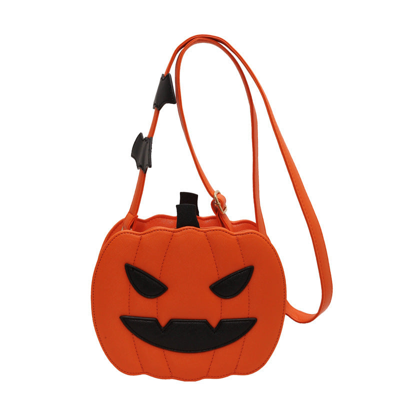 2023 Halloween Bags Funny Pumpkin Cartoon Shoulder Crossbody Bag With Bat Personalized Creative Female Bag Orange1