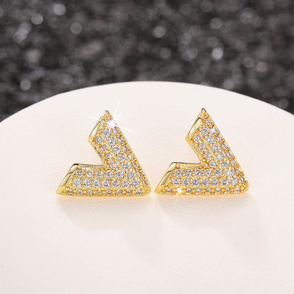 Buy Center Handpicked- Fashion Stud Earrings English Letter V-shaped E3186 Golden