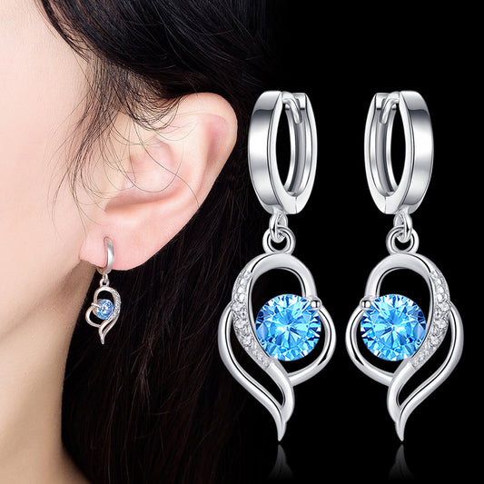 Boucles d'oreilles tendance souples mi-longues en forme de cœur