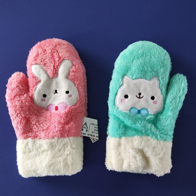 Cartoon Double-layer Thickened Rabbit Couple Hand Gloves Buy Center