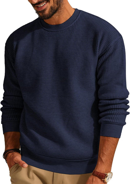 Men's Fashion Solid Color Waffle Casual Buy Center