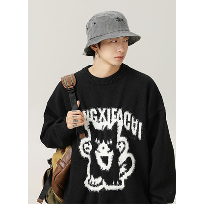 Cartoon Hand-painted Artificial Mink Round Neck Sweater For Men And Women Buy Center