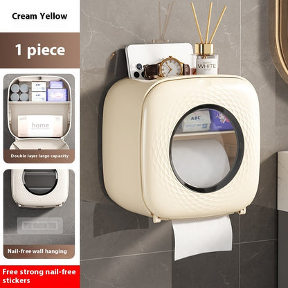 Newly Released at Buy Center: Toilet Tissue Box Toilet Punch-free Wall-mounted Tissue Box Milky Yellow