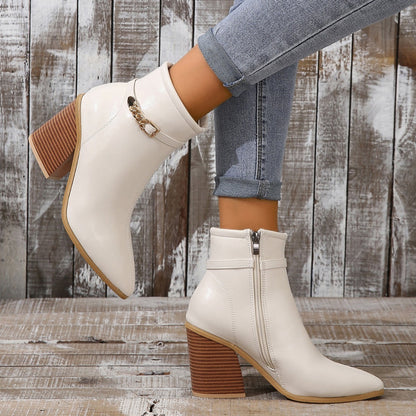 Plus Size Pointed Toe Chunky Heel Martin Boots Women Buy Center