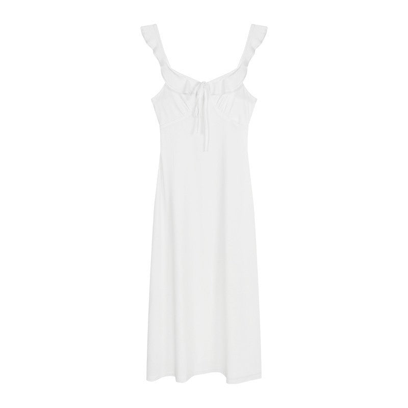 Buy Center Deal-Gentle White Suspender Backless Dress Seaside Vacation