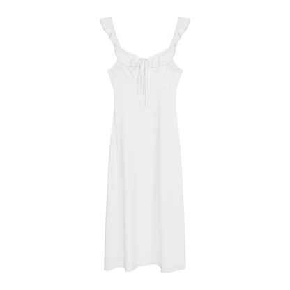 Buy Center Deal-Gentle White Suspender Backless Dress Seaside Vacation