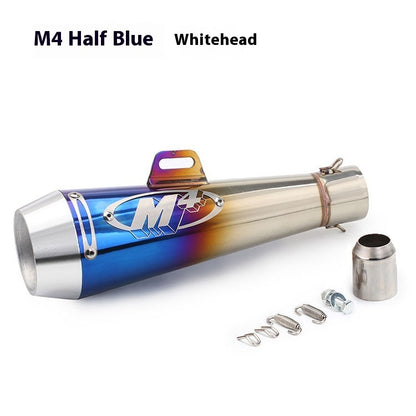 Newly Arrived at Buy Center: Motorcycle Modification Accessories Large Displacement M4 Exhaust Pipe Universal M4 Half Blue And White Head