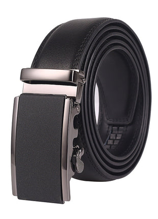 Men's Leather Automatic Buckle Two-layer Cowhide Embossed Belt