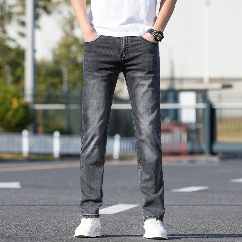 Summer Thin Jeans Men's Slim-fit Straight Trousers Buy Center