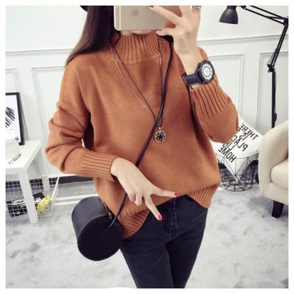 White Turtleneck Sweater Women's Pullover Caramel