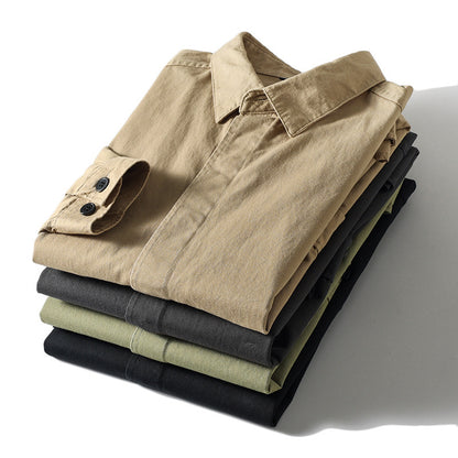 Just Arrived at Buy Center: Men's Simplicity Placket Casual Peaked Lapel And Long Sleeve Shirt