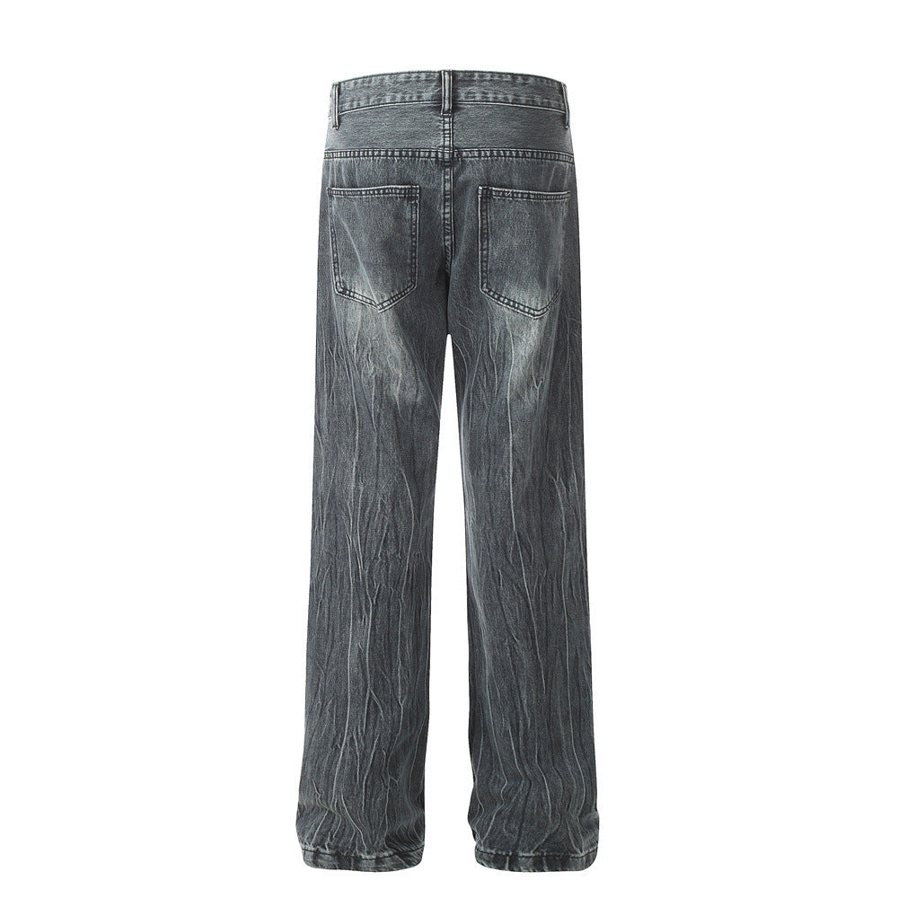 Fresh on the Scene at Buy Center: Men's Marble Pattern Washed And Worn Jeans