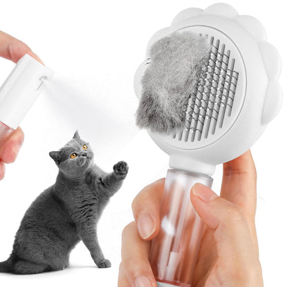 New Spray Cat Brushes For Indoor Cats With Release Button Cat Brush For Shedding Massage Grooming Self Cleaning Slicker Brush For Dogs Cats Pet Brush Comb For Long Short Hair Cats Remove Loose Fur Gray