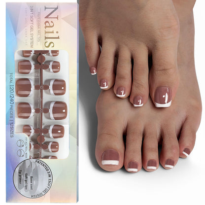 Just Arrived at Buy Center: French Nail Finished Wear Nail Frosted Toe Nail Patch 120pcs Wear Toenail 05