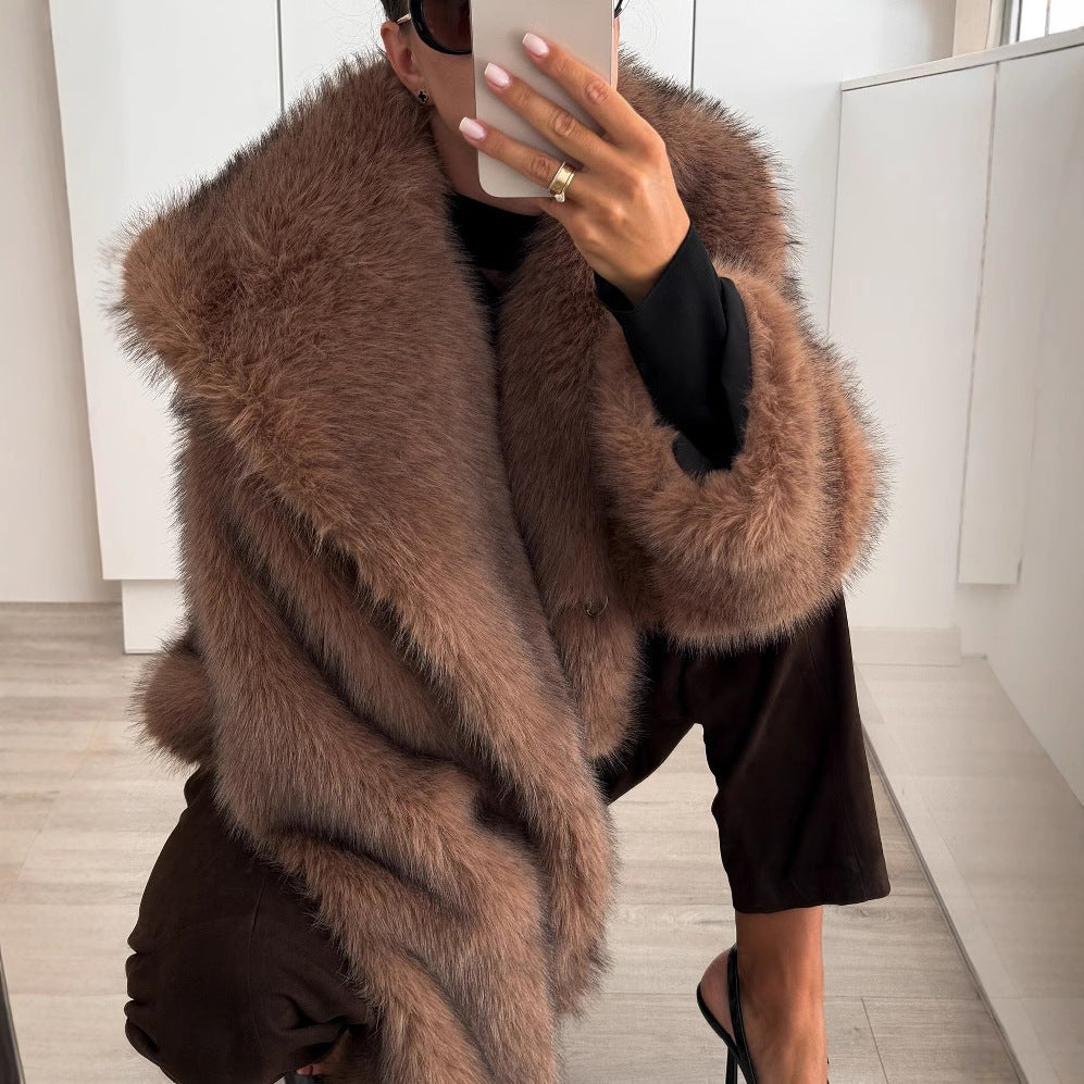 Solid Color Plush Coat Fur Women's Clothing Buy Center