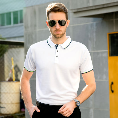 Just Arrived at Buy Center: Polo Shirt Men's Thin Lapels Short Sleeve ShirtT-shirt White