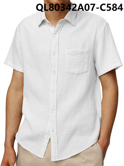 Just Arrived at Buy Center: Men's Loose Trendy Short Sleeve Lapel Shirt 7 Style