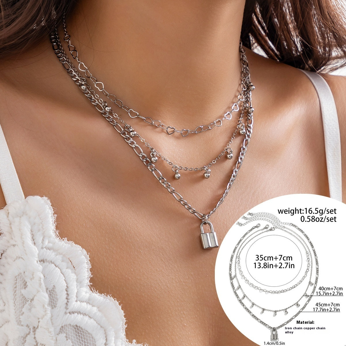 Fresh Arrivals at Buy Center: Women's Simple Slim Chain Multi-layer Imitation Pearl Necklace 01 White K4575 See Details