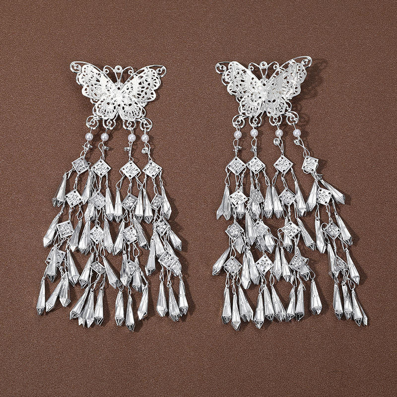 Buy Center Trend-Chinese Style National Handmade Hair Clips Butterfly Tassel Pairs