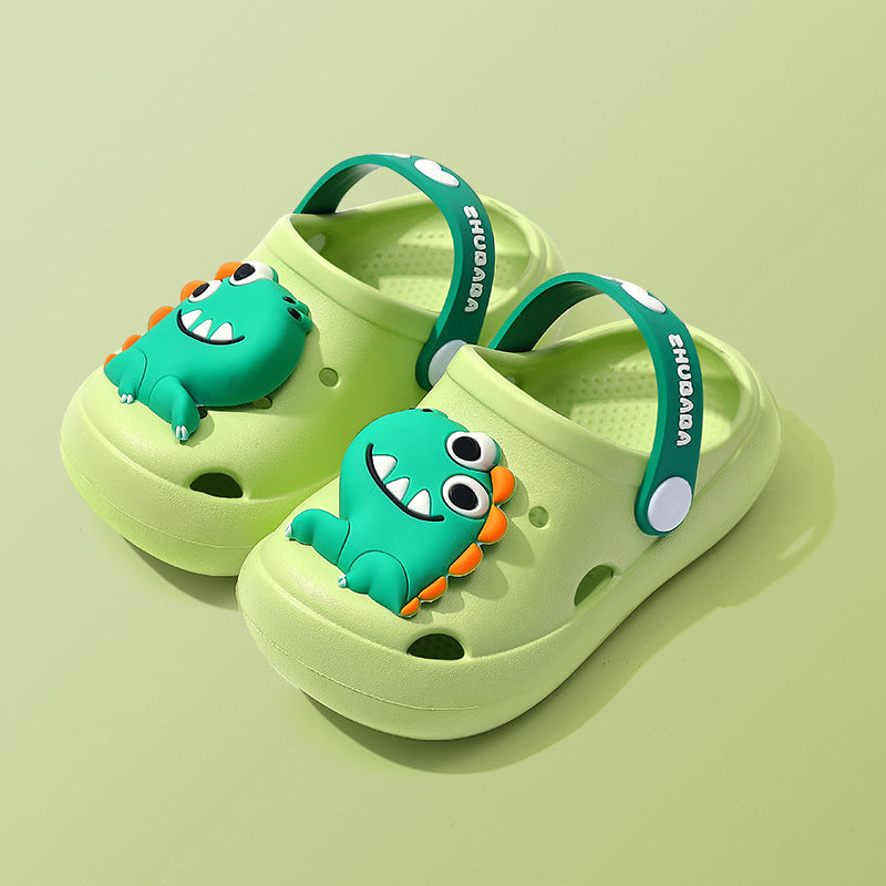 Fresh Arrivals at Buy Center: Children's Slippers Summer Cartoon Baby Soft Bottom Hole Shoes Boys And Girls Closed Toe Sandals Green Dinosaur