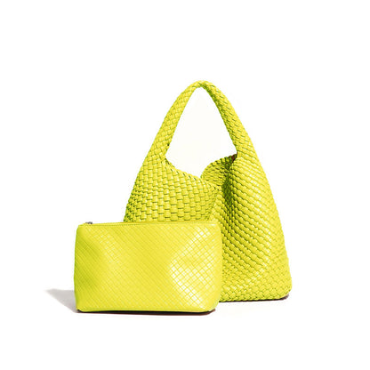 Fresh on the Scene at Buy Center: Large Capacity Combination Bags Trend Underarm Shoulder Handmade Soft Texture B1683 Lemon Yellow