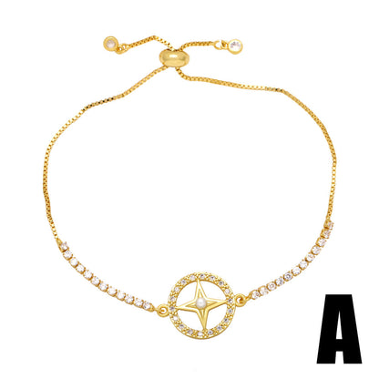 Buy Center Hot Pick-Geometric Heart Shape Pearl Zircon Bracelet Simple A