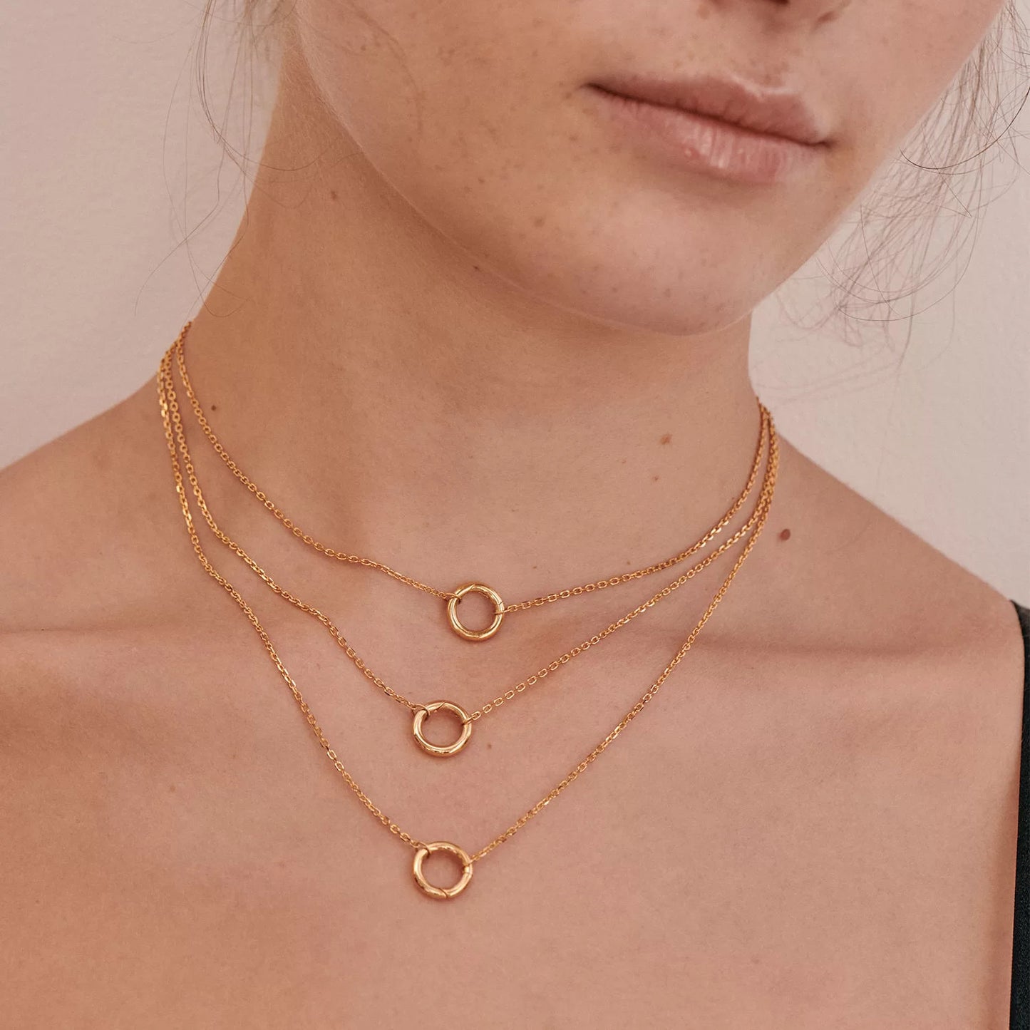 Collier pendentif anneau ouvert en acier inoxydable