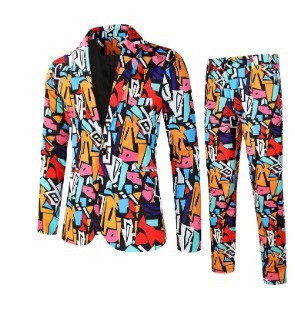 Newly Released at Buy Center: Men's Digital Printing Leisure Suit Outfit Top Pants XFTZD1