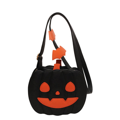 2023 Halloween Bags Funny Pumpkin Cartoon Shoulder Crossbody Bag With Bat Personalized Creative Female Bag Black2