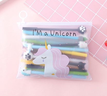 20 Cute Cartoon 0.5 Black Neutral Pens With Pen Case