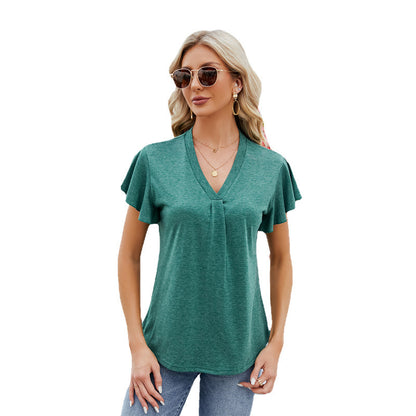 Buy Center Deal-Fashion Short Sleeve T-shirt Top For Women Green