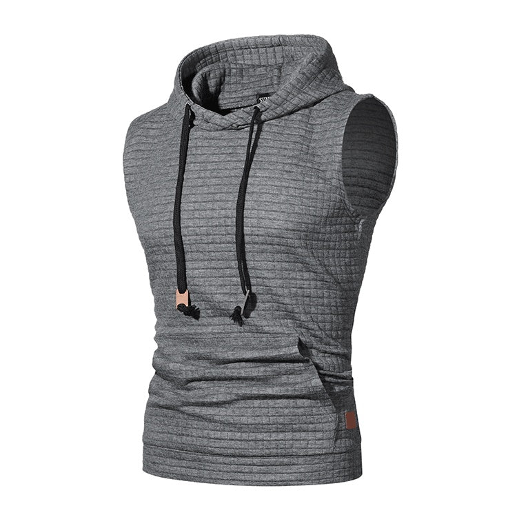 Men's Jacquard Sleeveless Solid Color Knitted Hoodie Buy Center