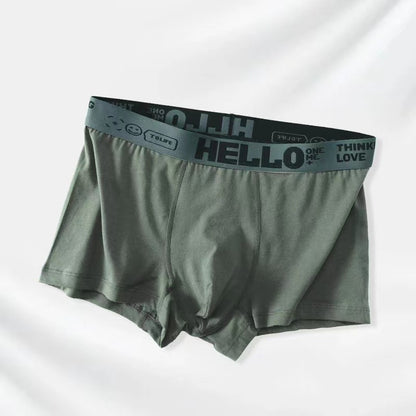 Hot New Items at Buy Center: Four Seasons Men's Underwear J Simple Solid Color Mid-waist Skin-friendly Breathable Green