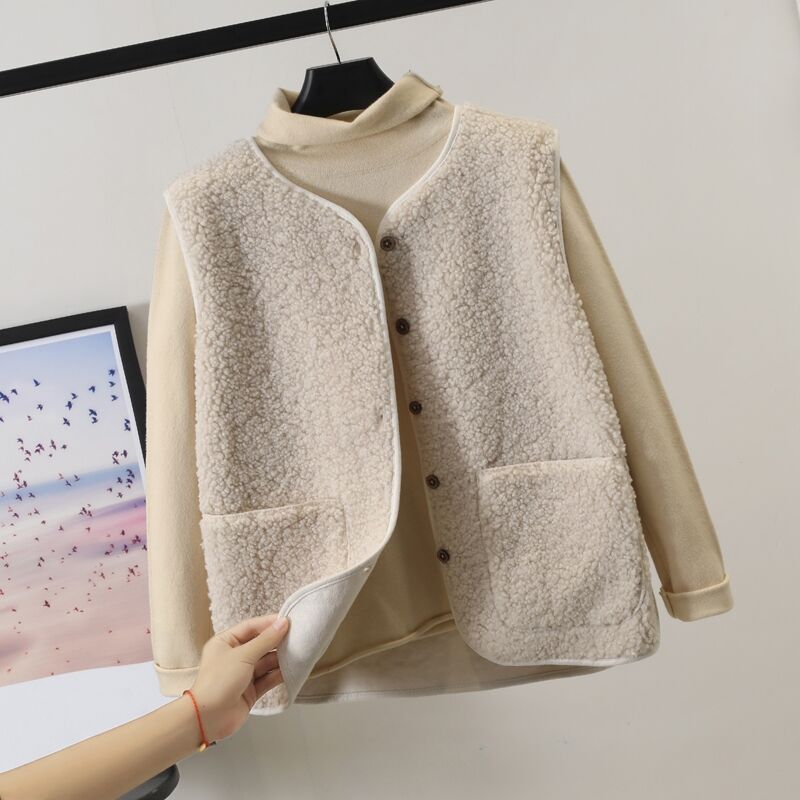 Autumn And Winter Versatile Outerwear Plush Vest Buy Center