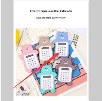 Cartoon Bear Calculator Student Mini-Portable Blue