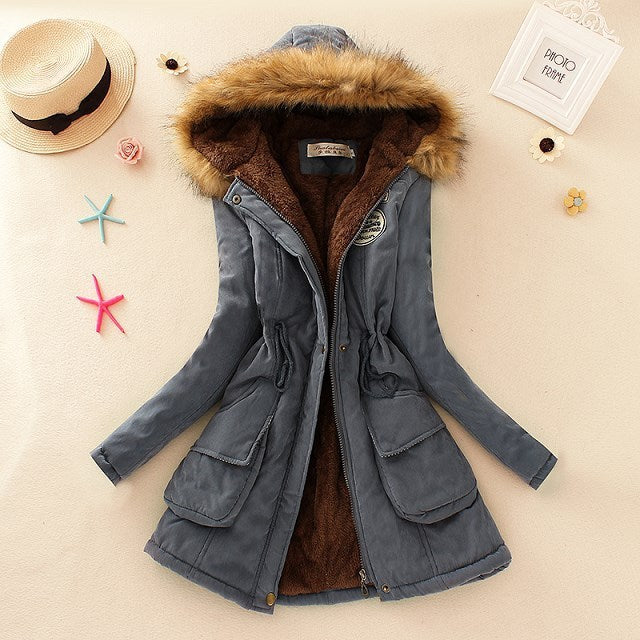 Autumn And Winter New Women's Plus Size Thickened Calibration Long-sleeved Hooded Lamb Wool Cotton-padded Jacket Buy Center