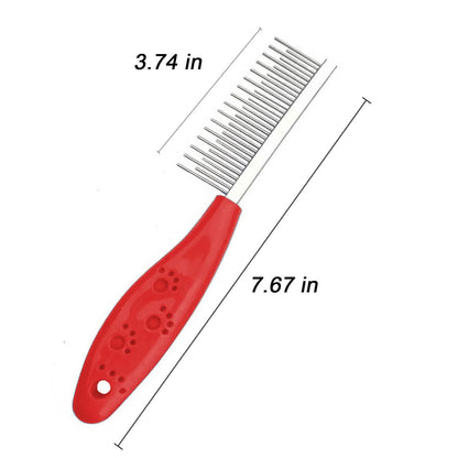 New Dog Or Cat Comb Grooming With Short And Long Teeth Dematting Knots Tangles Remover Combs Detangler Tool Suitable For Dogs Cats Poodle HorseStainless Steel Pin