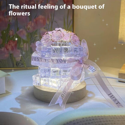 New Handmade DIY Ice Cube Rose Small Night Lamp Ambience Light