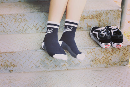 Letter Striped Skateboard Cotton Mid-calf Length Socks