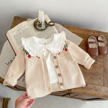 Fresh Arrivals at Buy Center: Children's Embroidered Long Sleeve Knitted Coat Newborn Cardigan