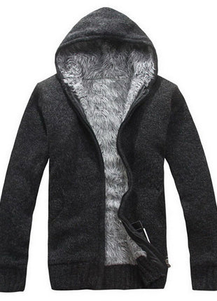 Manteau cardigan tricoté à capuche style coréen slim