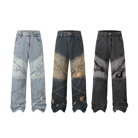 Men's New Clothes Real Shot American Street Fashion High Street Personality Denim Trousers | Men's Clothing5 | Buy Center